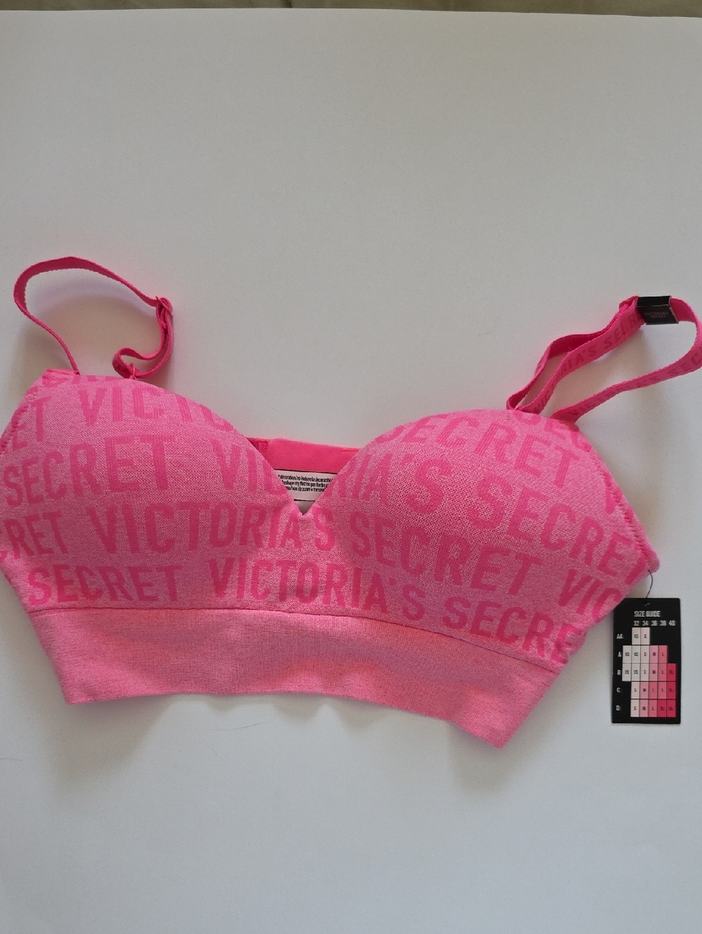Victoria's Secret Bright Pink Logo Longline Bralette